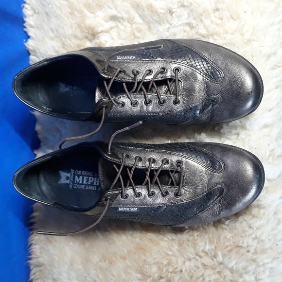Mephisto Metallic Tone Reptile Pattern Lace up Shoes sz 9 - Picture 3 of 9